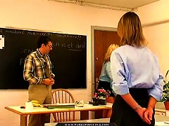 Teacher Spanks Schoolgirls In His Class